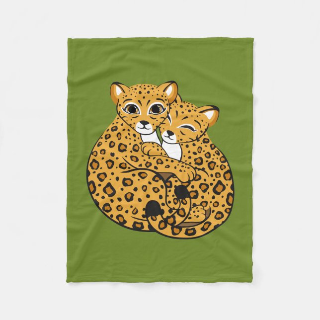 Amur Leopardungar som kelar konst Fleecefilt (Framsidan)