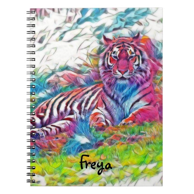 Amur Tiger i den bärbara datorn rosa Spiral Anteckningsbok (Framsidan)