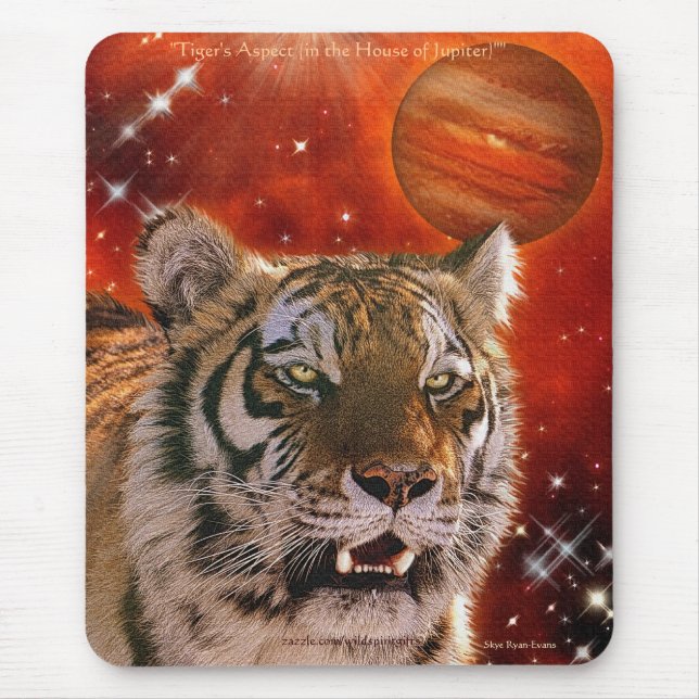 Amur Tiger & Jupiter Big Cat Fantasy Art Mousemat Musmatta (Framsidan)