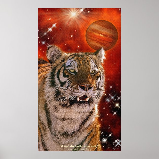 Amur Tiger och Jupiter Fantasy Art Poster (Framsidan)