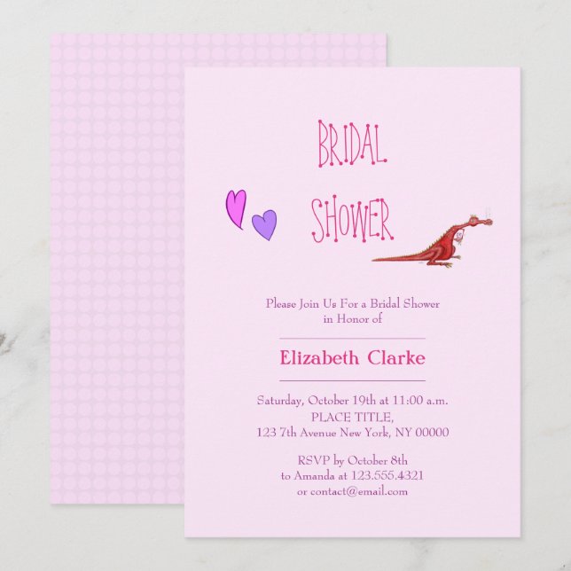 Amusande drake i kärlek inbjudningar (Fram/baksida)