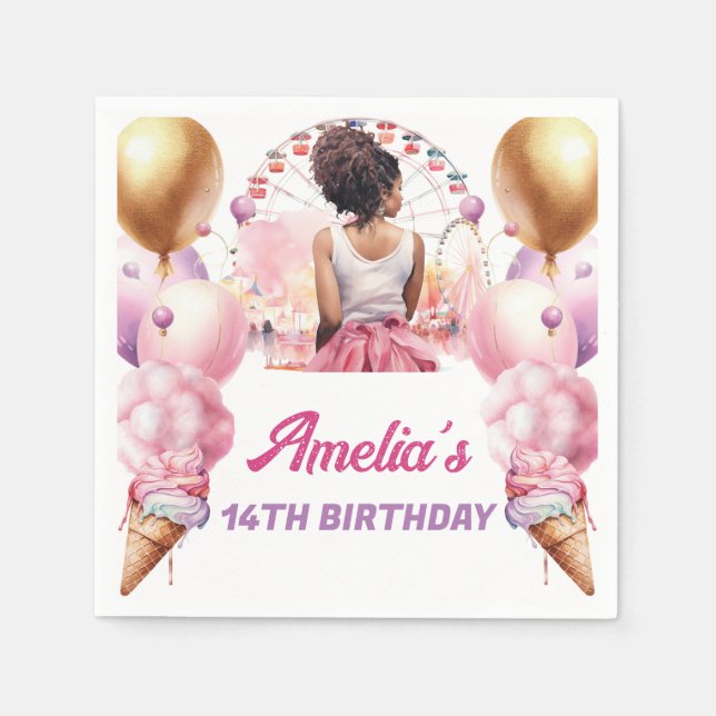 Amusaparken African American Birthday Pappersservett (Framsidan)