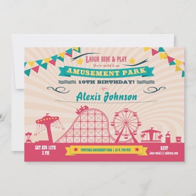 Amusaparken Funfair Carnival Birthday Inbjudan (Framsida)