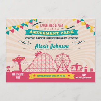 Amusaparken Funfair Carnival Birthday Inbjudan