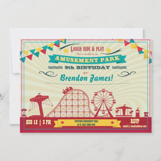 Amusaparken Funfair Carnival Birthday Inbjudan (Framsida)
