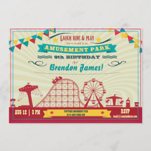Amusaparken Funfair Carnival Birthday Inbjudan