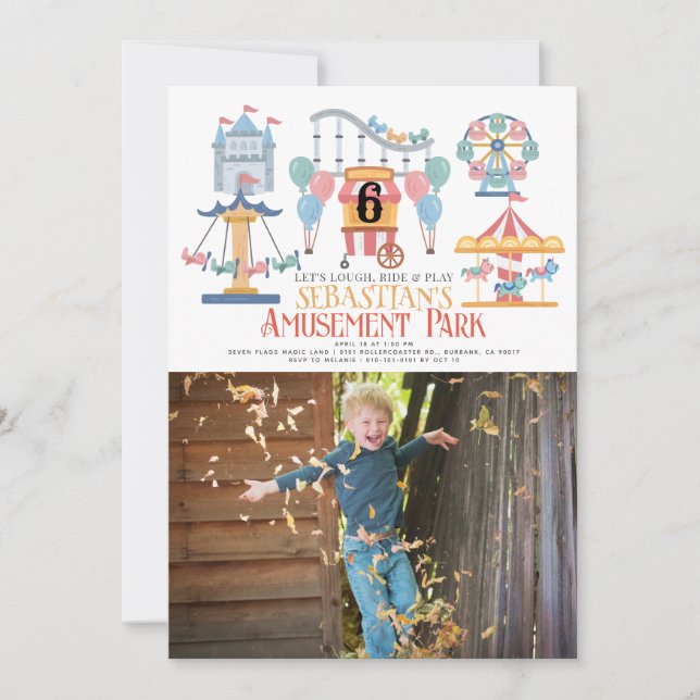 Amusement Park Barn Birthday Photo Inbjudningar (Framsida)