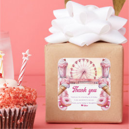 Amusement Park Birthday Fyrkantigt Klistermärke