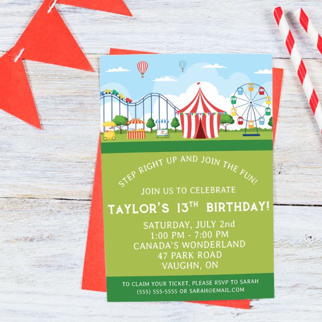 Amusement Park Birthday Party Invitation Inbjudningar (Skapare uppladdad)