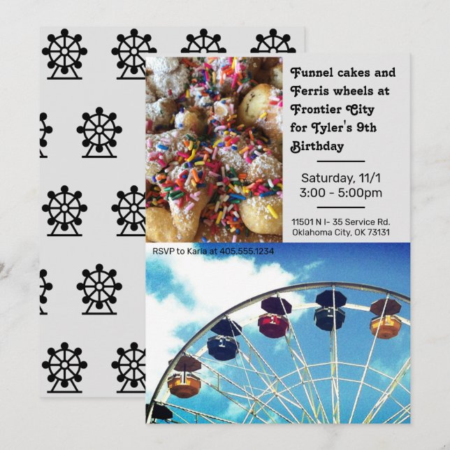 Amusement park Ferris Wheel Birthday-inbjudan Inbjudningar (Fram/baksida)