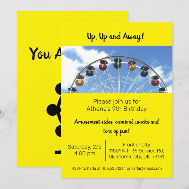 Amusement Park Ferris Wheel-inbjudan Inbjudningar (Fram/baksida)