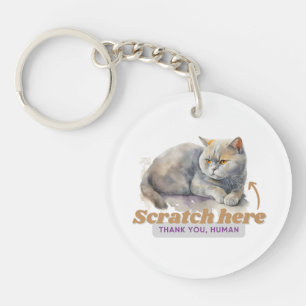 Amusing Cat Quote "Scratch here, Tack Human"