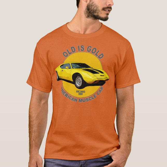AMX American Muscle 60s 70s Gamla är Guld T Shirt (Framsida)