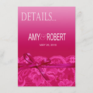 Amy Bows Ribbon & Lace Detaljer fuschia Inbjudningar