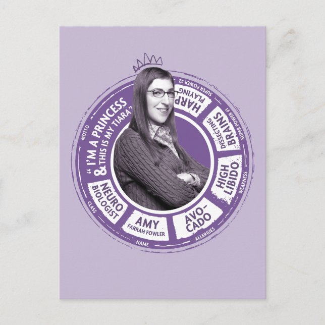 Amy Farrah Fowler Info Grafik Vykort (Framsida)