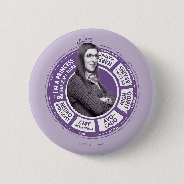 Amy Farrah Fowler Info Graphic Knapp (Framsida)