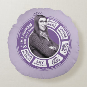 Amy Farrah Fowler Info Graphic Rund Kudde