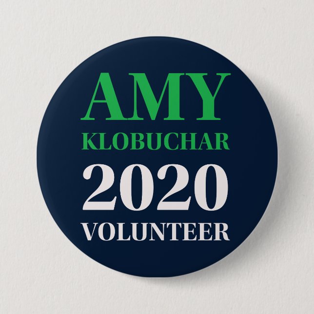 Amy Klobuchar 2020 Volunteer Round Button Knapp (Framsida)