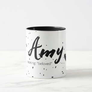 Amy Namn betyder Womens Mugg Minimal Black White
