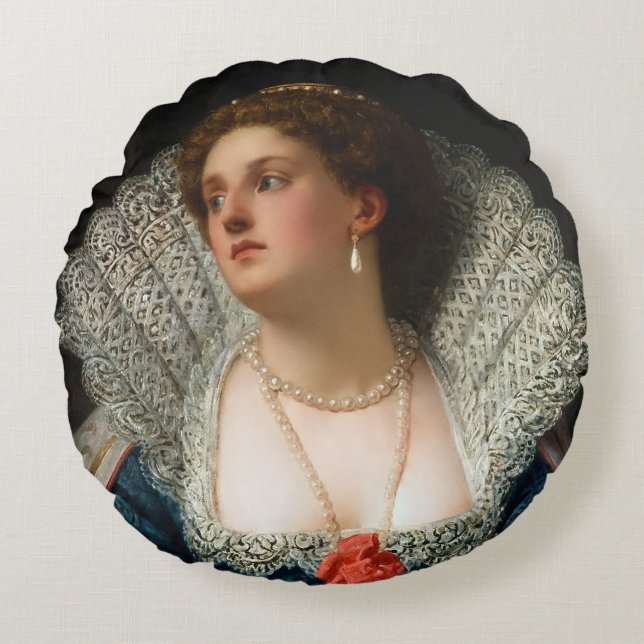 Amy Robsart av William Frederick Yeames Rund Kudde (Framsidan)