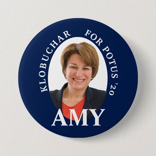 AmyKlobuchar porträtt i blått och vit Knapp (Framsida)