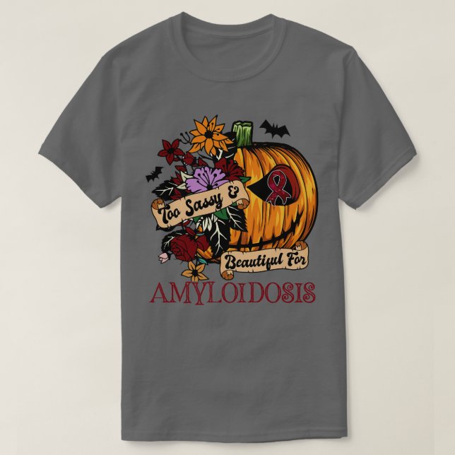Amyloidos Awareness retro halloween skrämmande pum T Shirt (Design framsida)