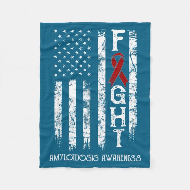 Amyloidosiskrigare US Flagga Design Fleecefilt (Framsidan)