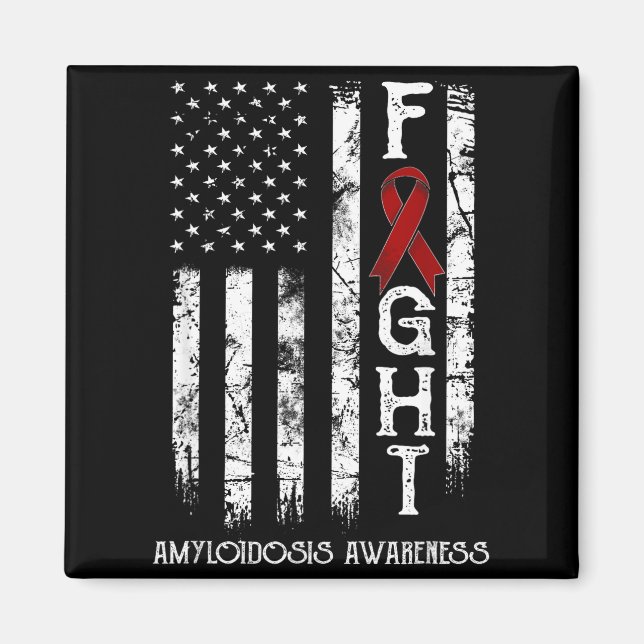 Amyloidosiskrigare US Flagga Design Magnet (Framsidan)