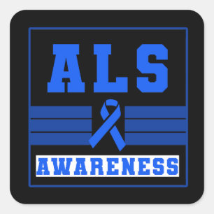 Amyotrofisk Lateral Sclerosis ALS Awareness Fyrkantigt Klistermärke