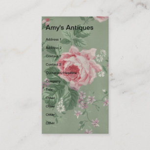 Amy's Antiques, Vintage Blommigt Visitkort