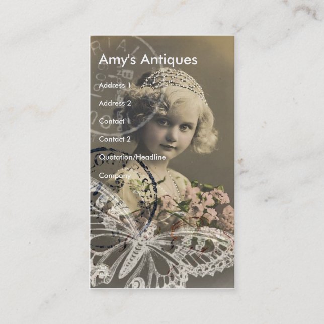 Amy's Antiques Visitkort (Framsida)