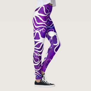 Amys bläckfiskvit på lilor - damasker leggings