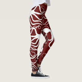 Amys bläckfiskvit på rött - damasker leggings