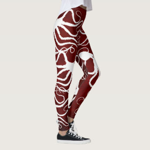 Amys bläckfiskvit på rött - damasker leggings