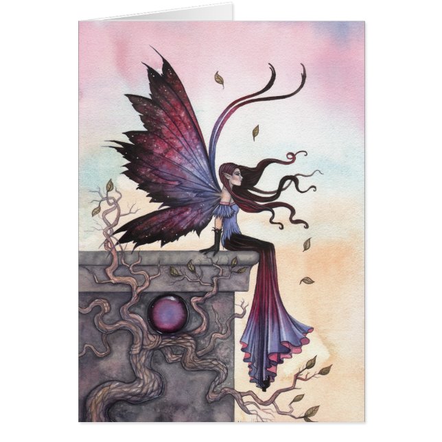 Amythest Dream Fairy Fantasy Art Card Hälsningskort (Framsidan)
