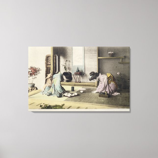 An Aeftermiddag Call, c.1880 (handalbumen av färga Canvastryck (Framsida)