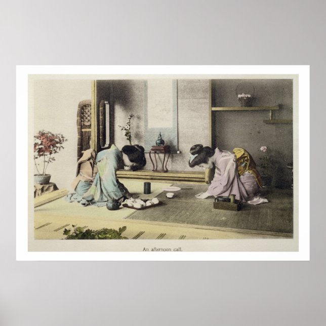 An Aeftermiddag Call, c.1880 (handalbumen av färga Poster (Framsidan)