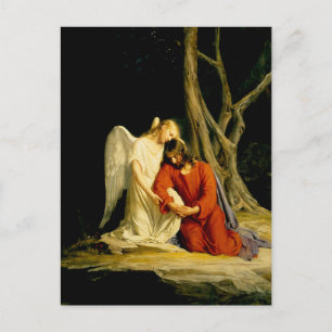 An Angel Comforting Jesus av Carl Bloch Postcard Vykort