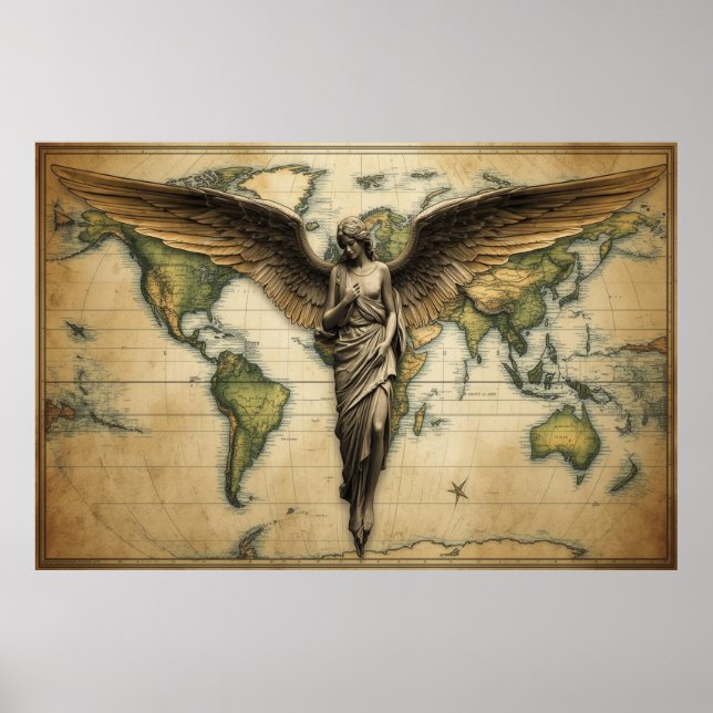 An Angel Watching Each Country on Earth on a Wall Poster (Framsidan)