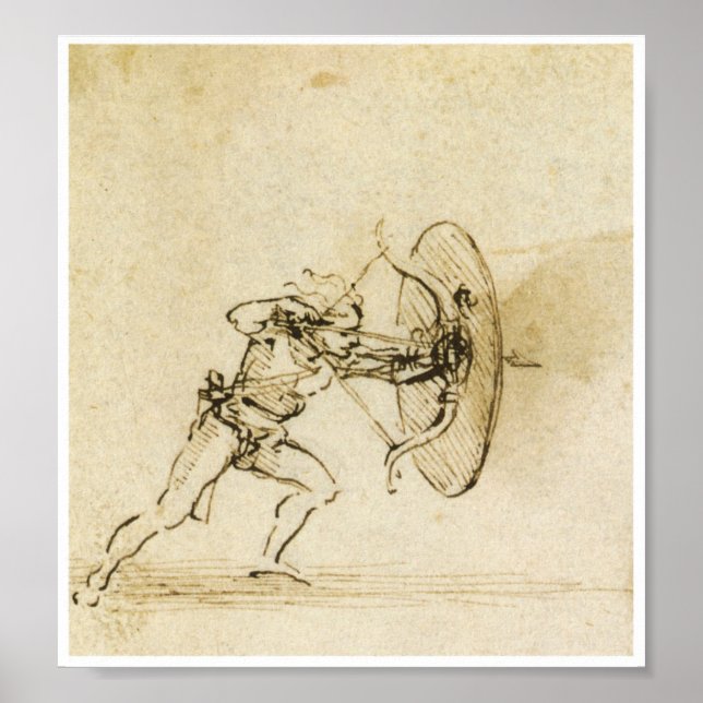 An Archer with a Shield, Leonardo da Vinci Poster (Framsidan)