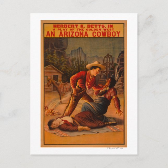An Arizona Cowboyen - Cowboyen och Indiska striden Vykort (Framsida)