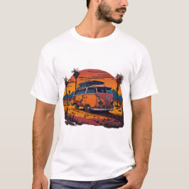 An artistic depiction of a retro VW bus T Shirt