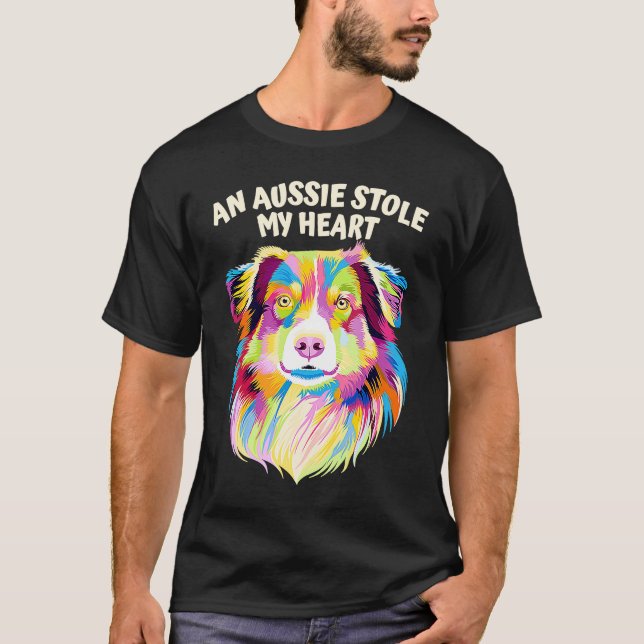 An Aussie Stole My Heart Australian Shepherd Rescu T Shirt (Framsida)
