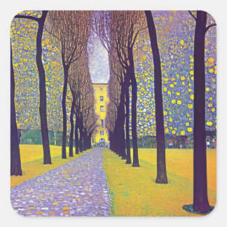 An Avenue in Autumn Park Sticker Fyrkantigt Klistermärke