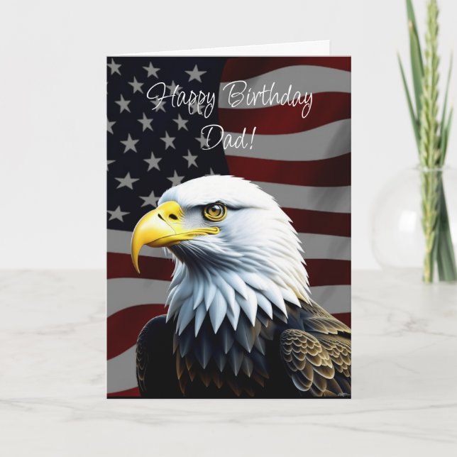 An Eagle och American Flagga Pappa Birthday Kort (Framsida)