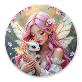 An Elegant Fairy and her Baby Dragon Knopp
