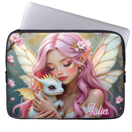 An Elegant Fairy and her Baby Dragon Personalized Laptop Fodral