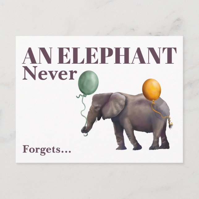 An Elephant Never Forgets vykort (Framsida)