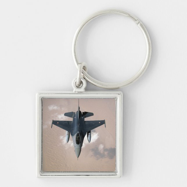 An Emirati F-16 Fyrkantig Silverfärgad Nyckelring (Framsidan)