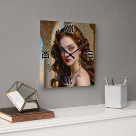 An Enchanting Porträtt of the Emerald Empress Fyrkantig Klocka